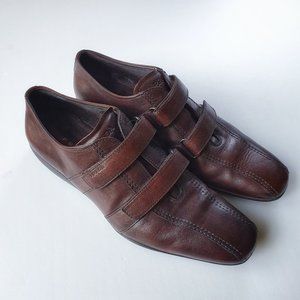 PRADA Brown Leather Velcro Loafer